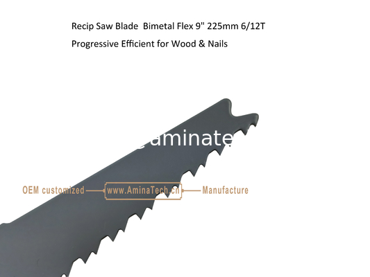 Recip Saw Blade Bimetal M42 8% cobalt Demolition  for Cutting Wood & Nails Size:9" 225mm 6/12T supplier