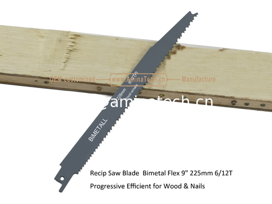 Recip Saw Blade Bimetal M42 8% cobalt Demolition  for Cutting Wood & Nails Size:9" 225mm 6/12T supplier