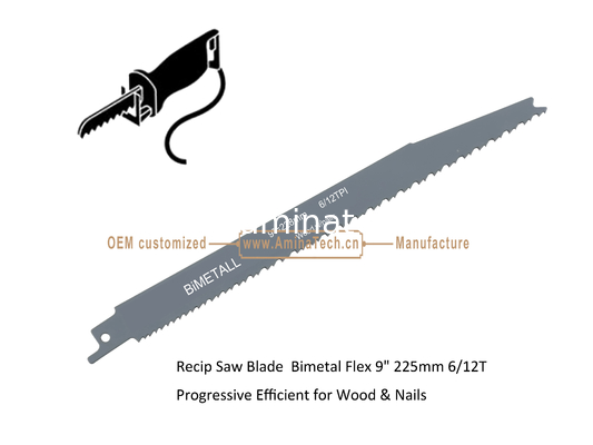 Recip Saw Blade Bimetal M42 8% cobalt Demolition  for Cutting Wood & Nails Size:9" 225mm 6/12T supplier