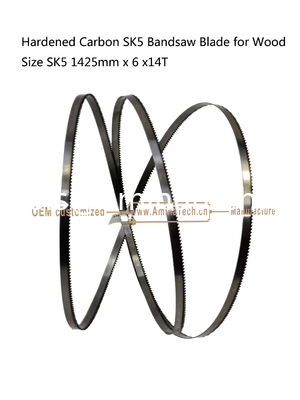 Hardened Carbon SK5 Band Saw Blade for Wood   Size :1425mm x6x14T supplier
