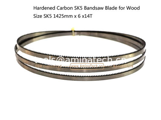 Hardened Carbon SK5 Band Saw Blade for Wood   Size :1425mm x6x14T supplier