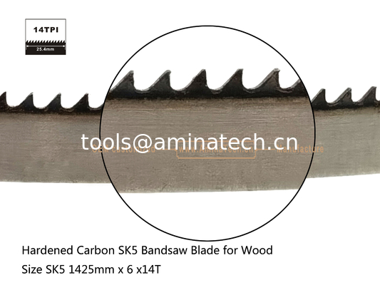 Hardened Carbon SK5 Band Saw Blade for Wood   Size :1425mm x6x14T supplier