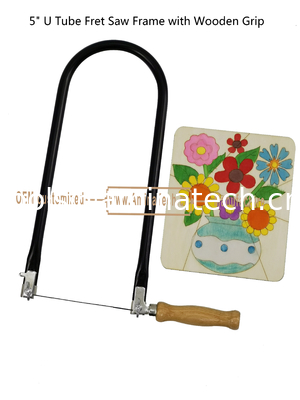 5" U Tube Fret Saw Frame with Wooden Grip for junior students to learn and practise paint board carving and pa supplier