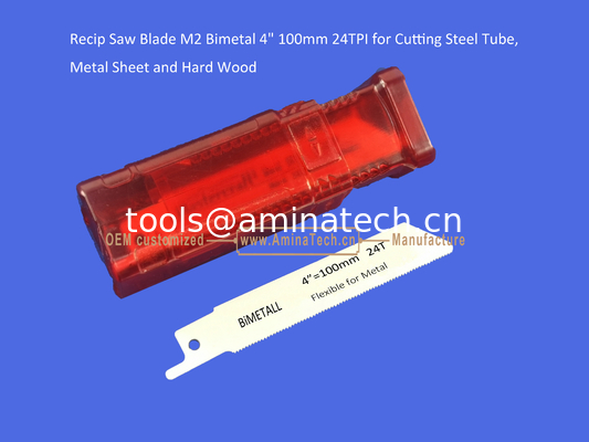 Recip Saw Blade M2 Bimetal 4" 100mm 24TPI for Cutting Steel Tube, Metal Sheet and Hard Wood,Power Tools supplier