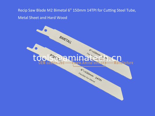 Recip Saw Blade M2 Bimetal 6" 150mm 14TPI for Cutting Steel Tube, Metal Sheet and Hard Wood,power Tools supplier