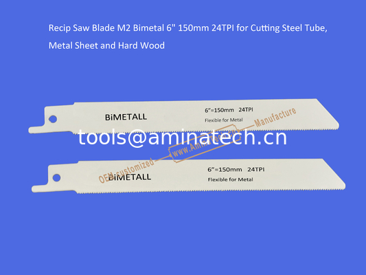 Reciprocating,Recip Saw Blade M2 Bimetal 6" 150mm 24TPI for Cutting Steel Tube, Metal Sheet and Hard Wood,Power Tools supplier