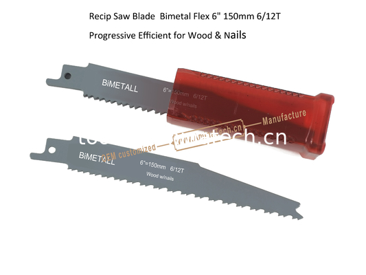 Recip Saw Blade  Bimetal Flex 6" 150mm 6/12T Progressive Efficient for Wood & Nails,Reciprocating ,Power Tools supplier
