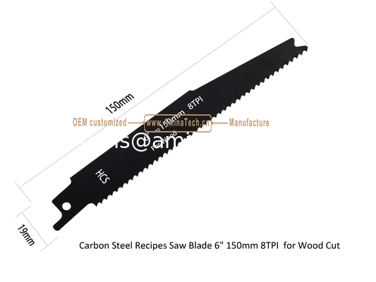 Carbon Steel Recipes Saw Blade 6" 150mm 8TPI  for Wood Cut ,Reciprocating,Power Tools supplier