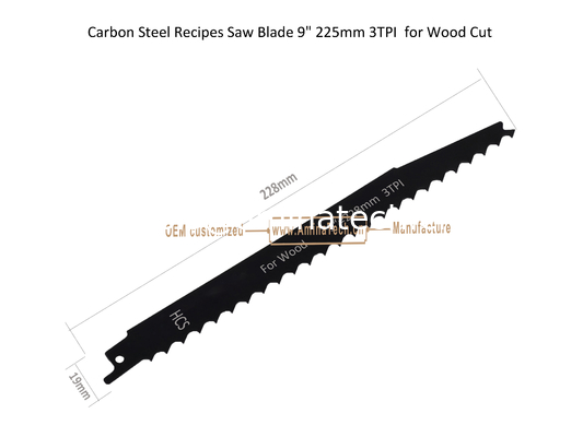 Carbon Steel Recipes Saw Blade 9" 225mm 3TPI  for Wood Cut,Reciprocating,Power Tools supplier