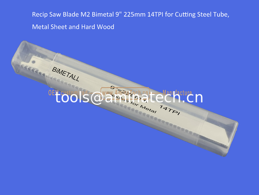 Recip Saw Blade M2 Bimetal 9" 225mm 14TPI for Cutting Steel Tube, Metal Sheet and Hard Wood,Reciprocating  ,Power Tools supplier