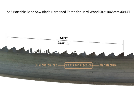 SK5 Portable Band Saw Blade Hardened Teeth for Hard Wood Size:1065mmx6x14T supplier