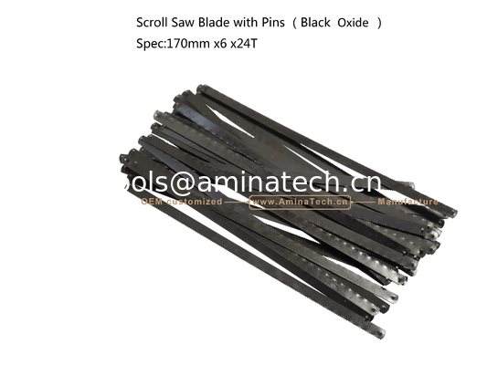 Scroll Saw Blade with Pins （Black Oxide）Spec:170mmx6x24T Cutting wood,Plastic,Low-hardness metal supplier