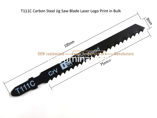T111C Carbon Steel Jig Saw Blade Laser Logo Print in Bulk size:100mmx8x8T, Cutting Woods,Reciprocating Saw Blade supplier