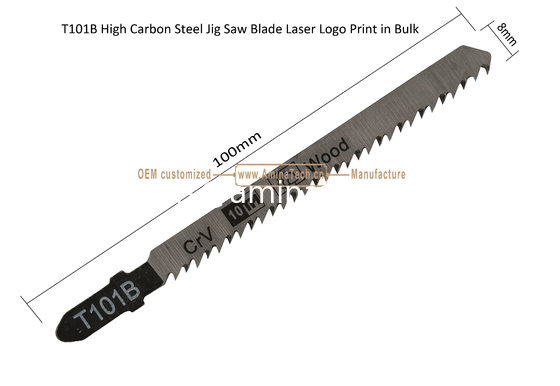 T101B Carbon Steel Jig Saw Blade Laser Logo Print in Bulk size:100mmx8x10T, Cutting Woods,Reciprocating Saw Blade supplier